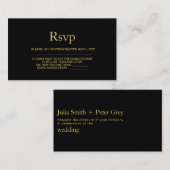 Modern Black and Gold Wedding Rsvp-kaart Informatiekaartje (Voorkant / Achterkant)