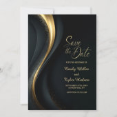 Modern Black and Gold Wedding Save the Date Kaart (Voorkant)