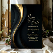 Modern Black and Gold Wedding Save the Date Kaart