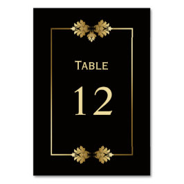 Modern Black and Gold Wedding Table Number Kaart