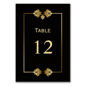Modern Black and Gold Wedding Table Number Kaart (Achterkant)