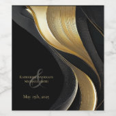 Modern Black and Gold Wedding Wijn Etiket (Enkel label)