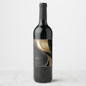 Modern Black and Gold Wedding Wijn Etiket (Voorkant)
