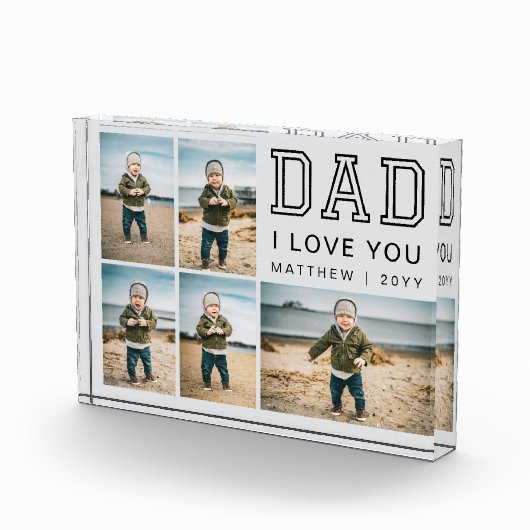 Modern Black and Gray Grid Collage I Love You Dad Fotoblokken (Rechts)