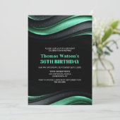Modern Black and Green Any Age Birthday Party Kaart (Staand voorkant)