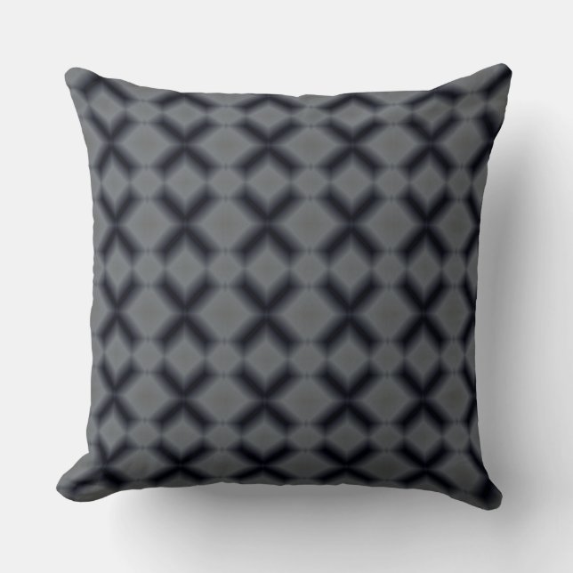 Modern Black and Grey Diamond Pattern Pillow Kussen (Voorkant)