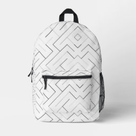 Modern Black and Grey Geometric Line Backpack  Bedrukte Rugzak