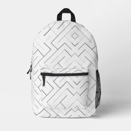 Modern Black and Grey Geometric Line Backpack  Bedrukte Rugzak (Voorkant)