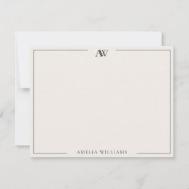Modern Black and Ivory Minimalist Elegant Monogram Notitiekaartje