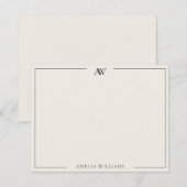 Modern Black and Ivory Minimalist Elegant Monogram Notitiekaartje (Voorkant / Achterkant)