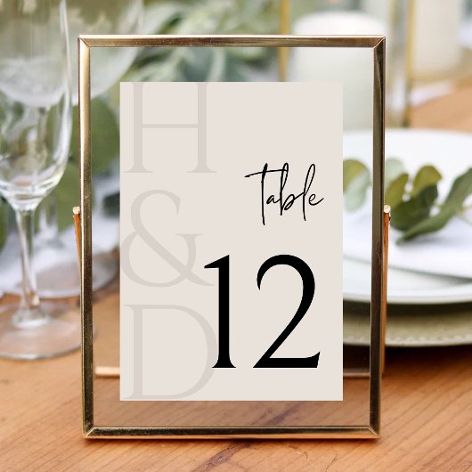 Modern Black and Ivory Monogram Minimalist Wedding Kaart