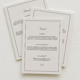 Modern Black and Ivory Wedding Details Informatiekaartje