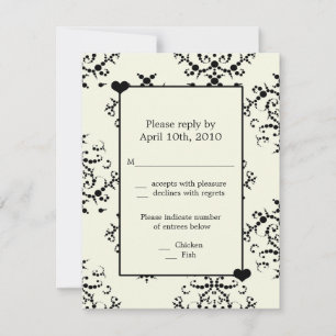 Modern Black and Off White Wedding RSVP Kaarten Kaartje