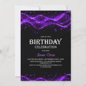 Modern Black and Purple Any Age Birthday Party Kaart (Voorkant)