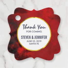 Modern Black and Red Artistic Abstract Wedding Bedankjes Labels