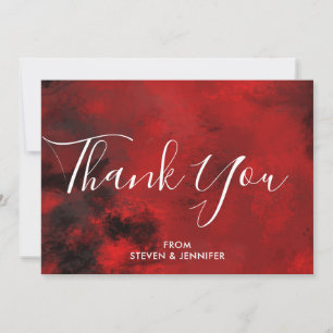 Modern Black and Red Artistic Abstract Wedding Bedankkaart