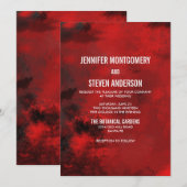 Modern Black and Red Artistic Abstract Wedding Kaart (Voorkant / Achterkant)