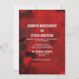 Modern Black and Red Artistic Abstract Wedding Kaart