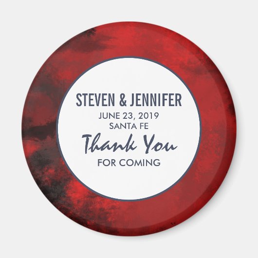 Modern Black and Red Artistic Abstract Wedding Magneet (Voorkant)