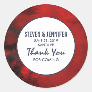 Modern Black and Red Artistic Abstract Wedding Ronde Sticker