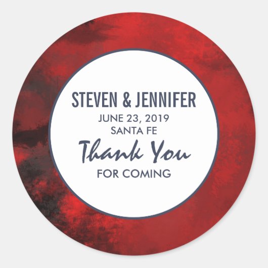 Modern Black and Red Artistic Abstract Wedding Ronde Sticker (Voorkant)
