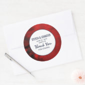Modern Black and Red Artistic Abstract Wedding Ronde Sticker (Envelop)