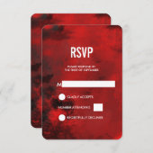 Modern Black and Red Artistic Abstract Wedding RSVP Kaartje (Voorkant / Achterkant)