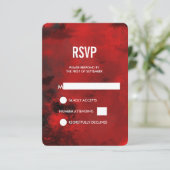 Modern Black and Red Artistic Abstract Wedding RSVP Kaartje (Staand voorkant)
