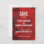 Modern Black and Red Artistic Abstract Wedding Save The Date (Voorkant)