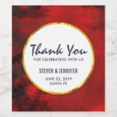 Modern Black and Red Artistic Abstract Wedding Wijn Etiket (Enkel label)