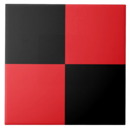 Modern Black and Red Checkered Ceramic Tile Tegeltje