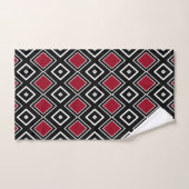 Modern Black and Red Geometric Diamond Pattern Bad Handdoek (Handdoek)
