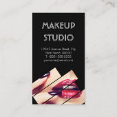 Modern Black and Red Mode Makeup Beauty Salon Visitekaartje (Achterkant)
