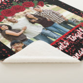 Modern Black and Red Roses Family Photo Typography Sherpa Deken (3/4)