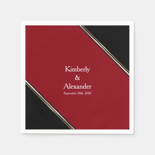 Modern Black and Red Wedding Servet (Voorkant)