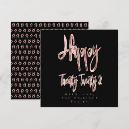 Modern Black and Roos Gold Happy Nieuwjaar 2022 Feestdagenkaart