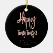 Modern Black and Roos Gold Happy Nieuwjaar 2022 Keramisch Ornament (Voorkant)