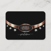 Modern Black and Roos Gold met monogram juwelen Visitekaartje (Voorkant)