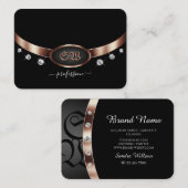 Modern Black and Roos Gold met monogram juwelen Visitekaartje (Voorkant / Achterkant)