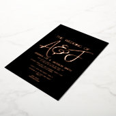 Modern Black and Roos Gold Wedding Folie Uitnodiging (Gedraaid)
