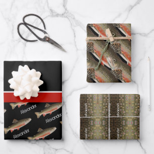 Modern Black and Rust Fisherman's cadeau Inpakpapier Vel