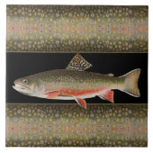 Modern Black and Rust Fisherman's gift Forel Vis Tegeltje (Voorkant)