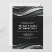 Modern Black and Silver Any Age Birthday Party Kaart (Voorkant)
