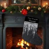 Modern Black and Silver Elegant Script Name Kleine Kerstsok