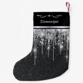 Modern Black and Silver Elegant Script Name Kleine Kerstsok (Achterkant)