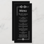 Modern Black and Silver Glitter Wedding Menu (Voorkant / Achterkant)
