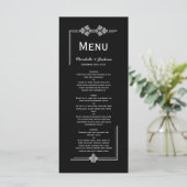 Modern Black and Silver Glitter Wedding Menu (Staand voorkant)