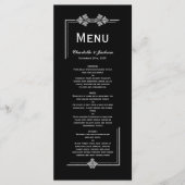 Modern Black and Silver Glitter Wedding Menu (Voorkant)