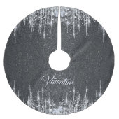 Modern Black and Silver Sparkle Family Name Kerstboom Rok (Voorkant)