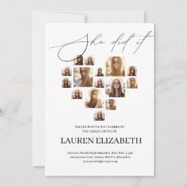 Modern Black and White 15photo collage Graduation  Kaart